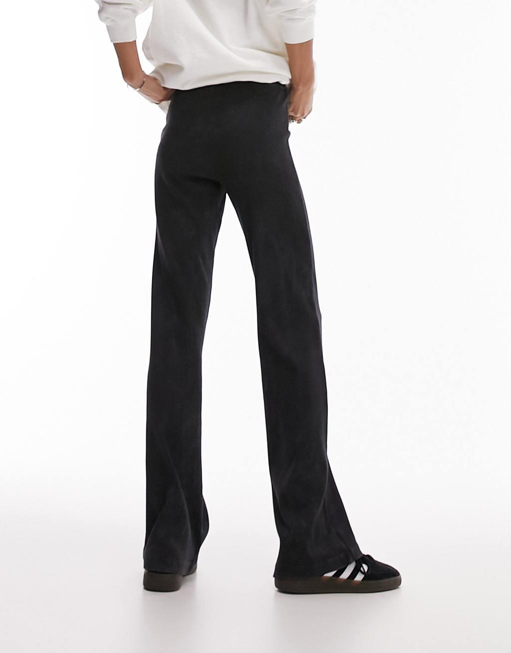 Topshop acid wash straight leg pants in black Product Image