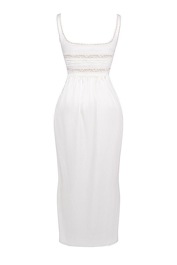 Illiana Ivory Real Silk Maxi Dress - SALE Product Image