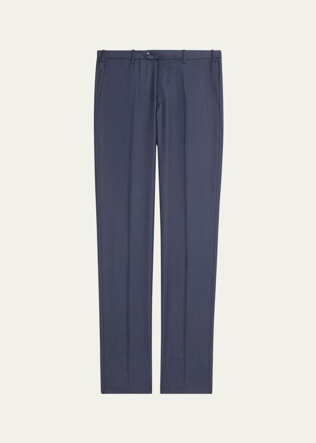 Mens Flat-Front Wool Trousers Product Image