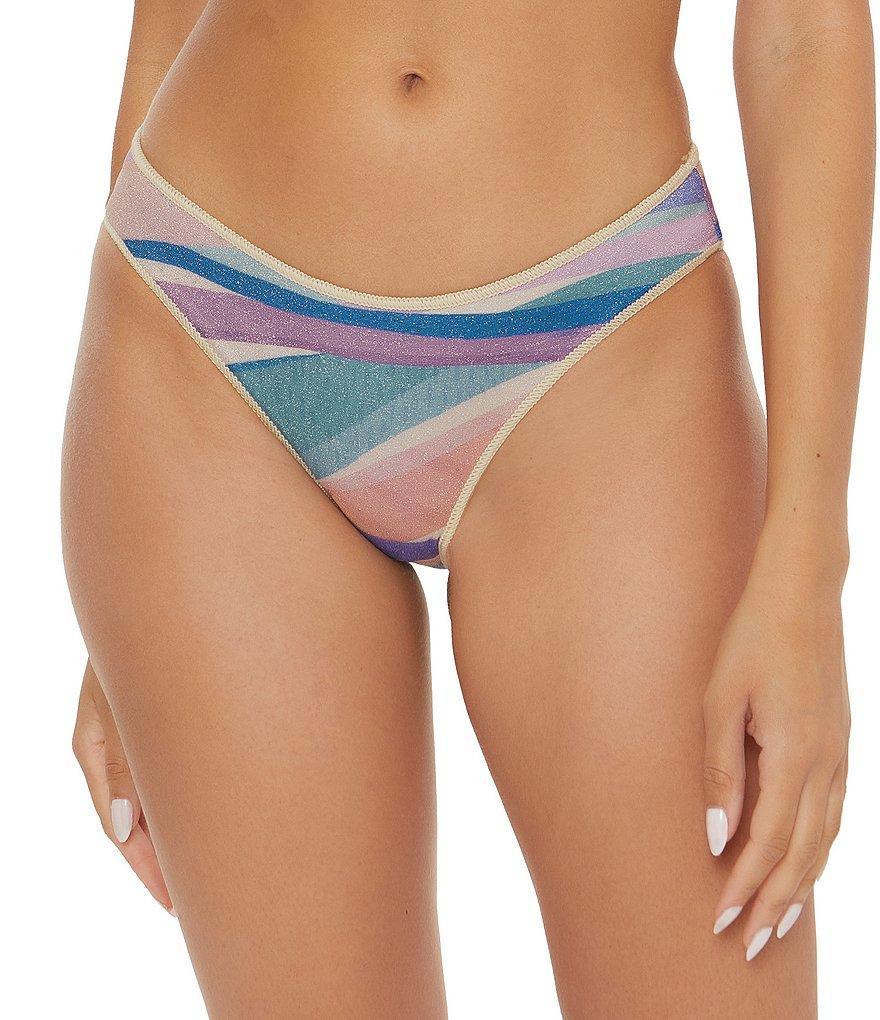 Becca by Rebecca Virtue Sound Waves Adela Landscape Wavy Stripe Metallic Hipster Swim Bottom Product Image