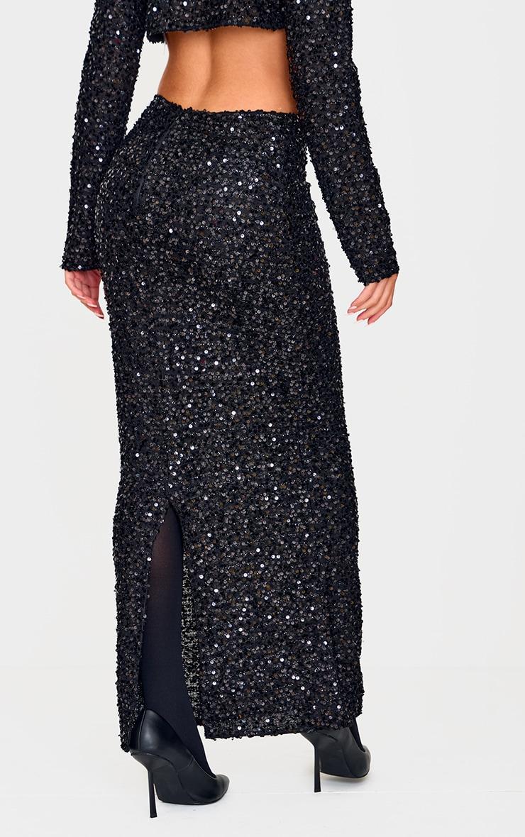 Black Sequin Maxi Skirt Product Image