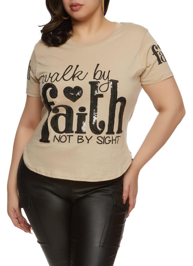 Womens Plus Size Walk By Faith Sequin Graphic Tee Product Image