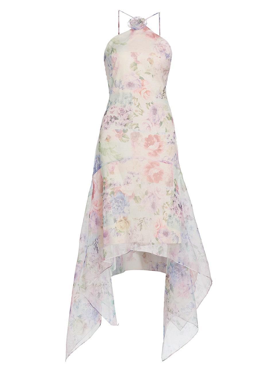 Womens Natalie Floral Handkerchief-Hem Midi-Dress Product Image