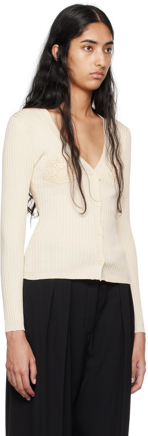 MAGDA BUTRYM Cotton Crochet-detail Cardigan In Cream Product Image