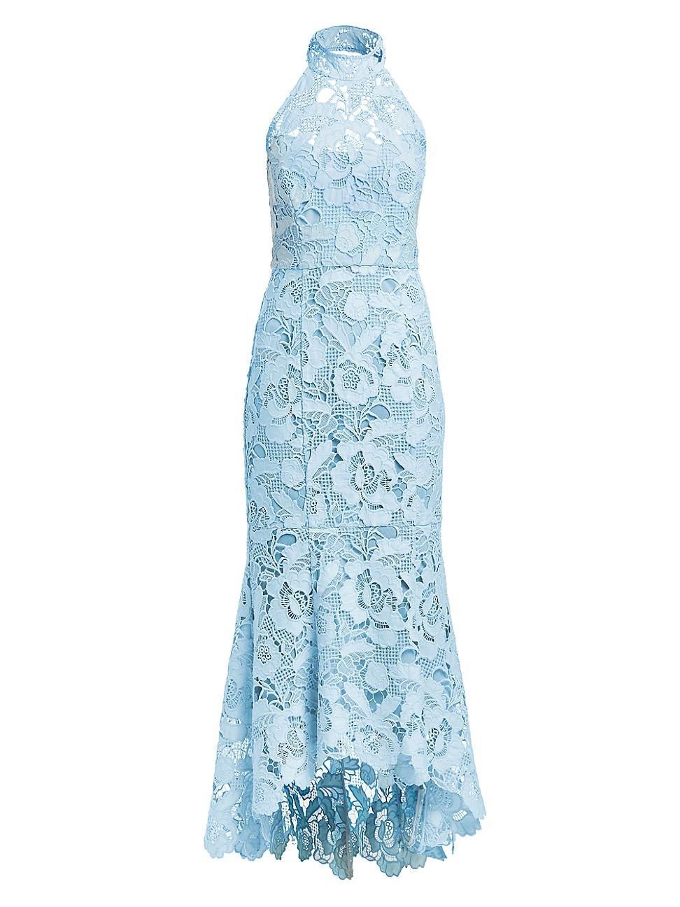 Womens Francesca Laser-Cut Lace Halter Gown Product Image