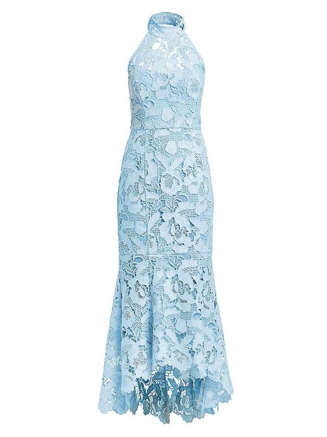 Womens Francesca Laser-Cut Lace Halter Gown Product Image