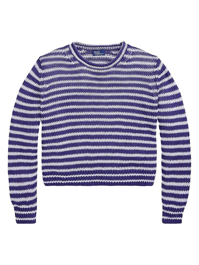 Womens Striped Linen-Cotton Sweater Product Image