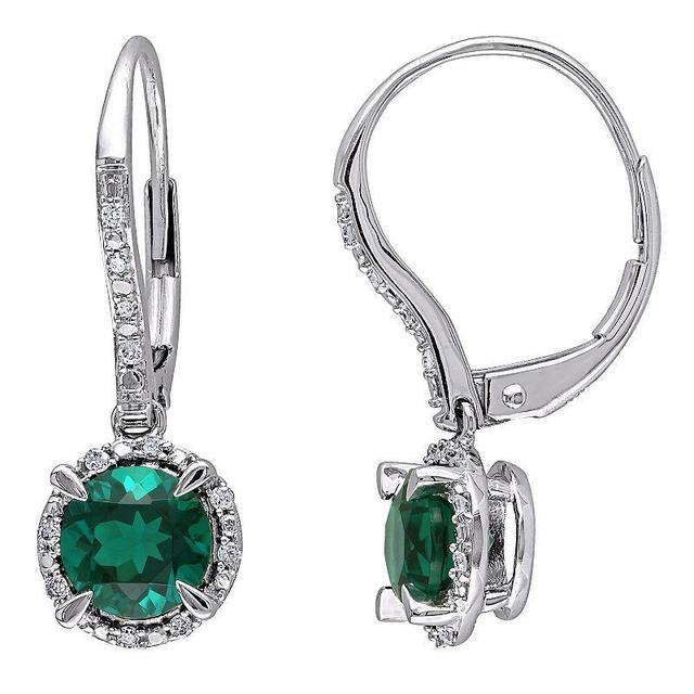 Stella Grace 10K White Gold 1/10 Carat T.W. Diamond & Lab Created Emerald Earrings, Womens, 10k Whgold Product Image