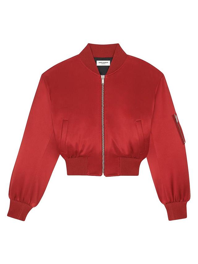 Womens Bomber Jacket In Satin Product Image