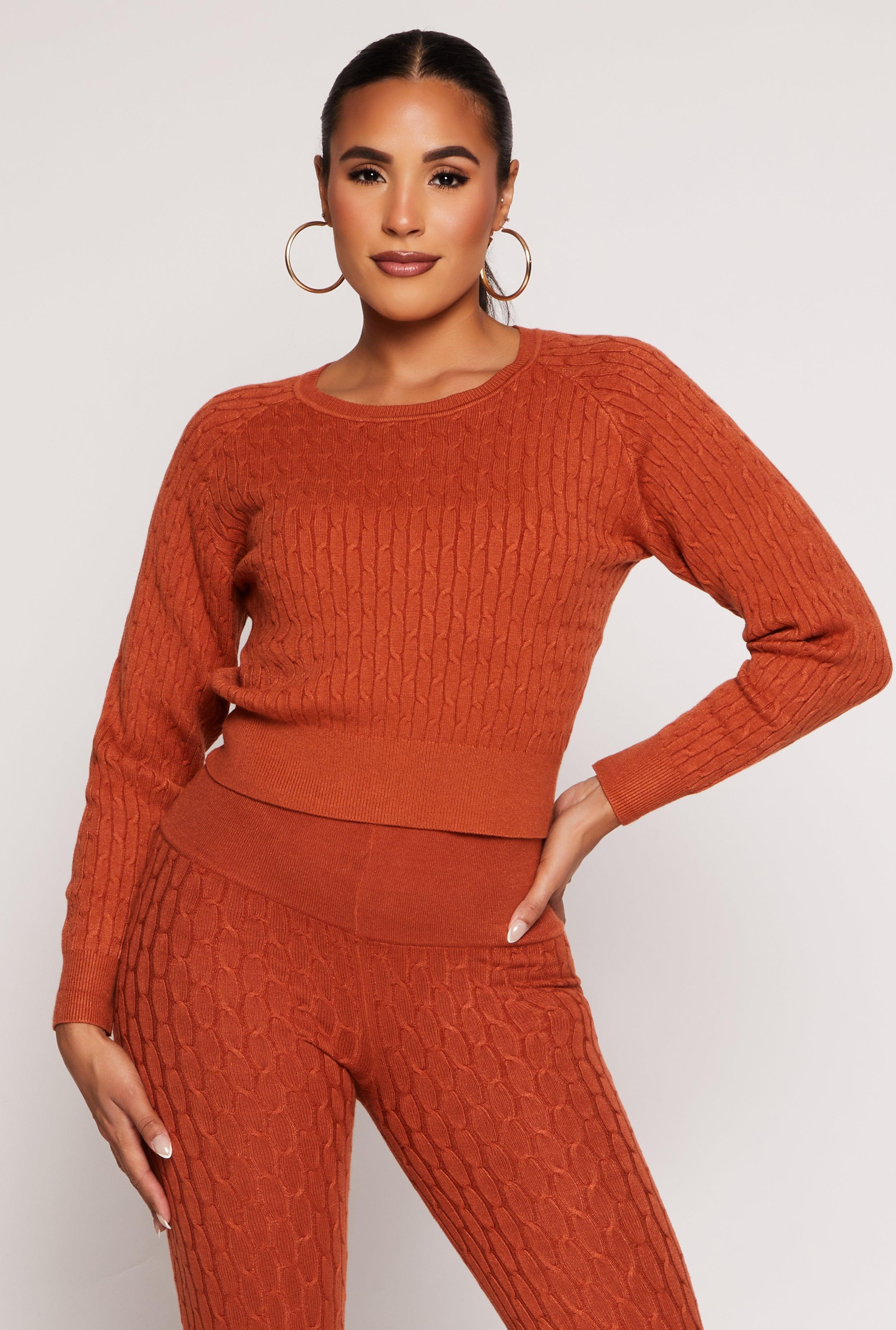 Womens Daisy Cable Knit Cropped Sweater Product Image