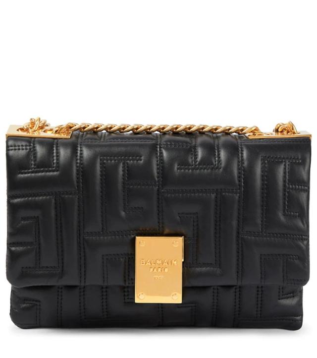 BALMAIN 1945 Small Leather Shoulder Bag In Noir Product Image