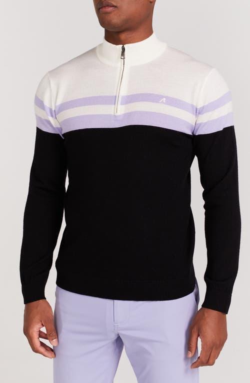 Redvanly Cooper Stripe Quarter Zip Wool Sweater Product Image