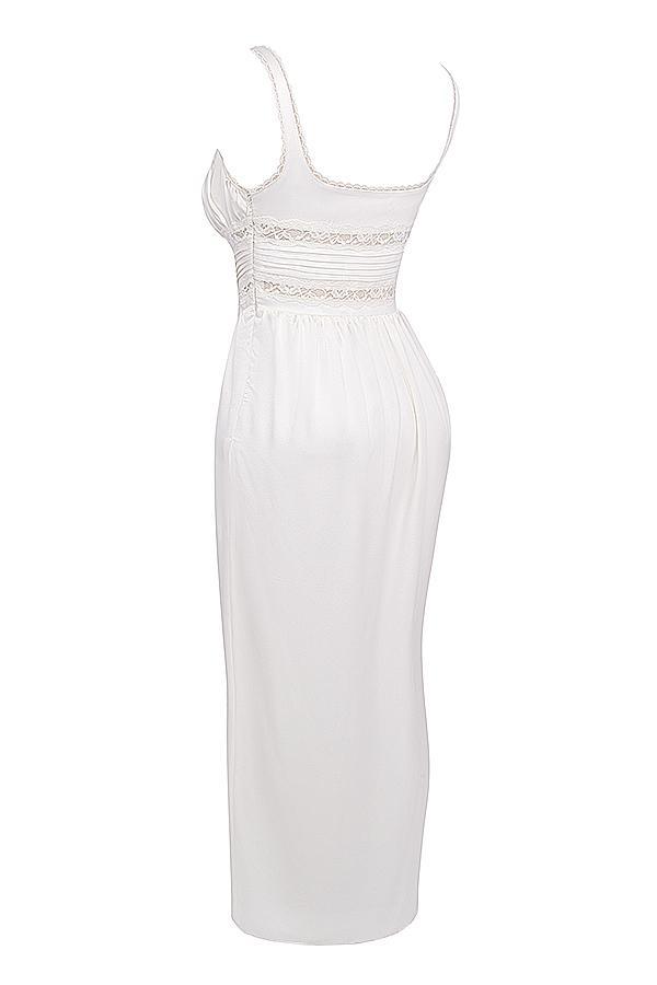 Illiana Ivory Real Silk Maxi Dress - SALE Product Image