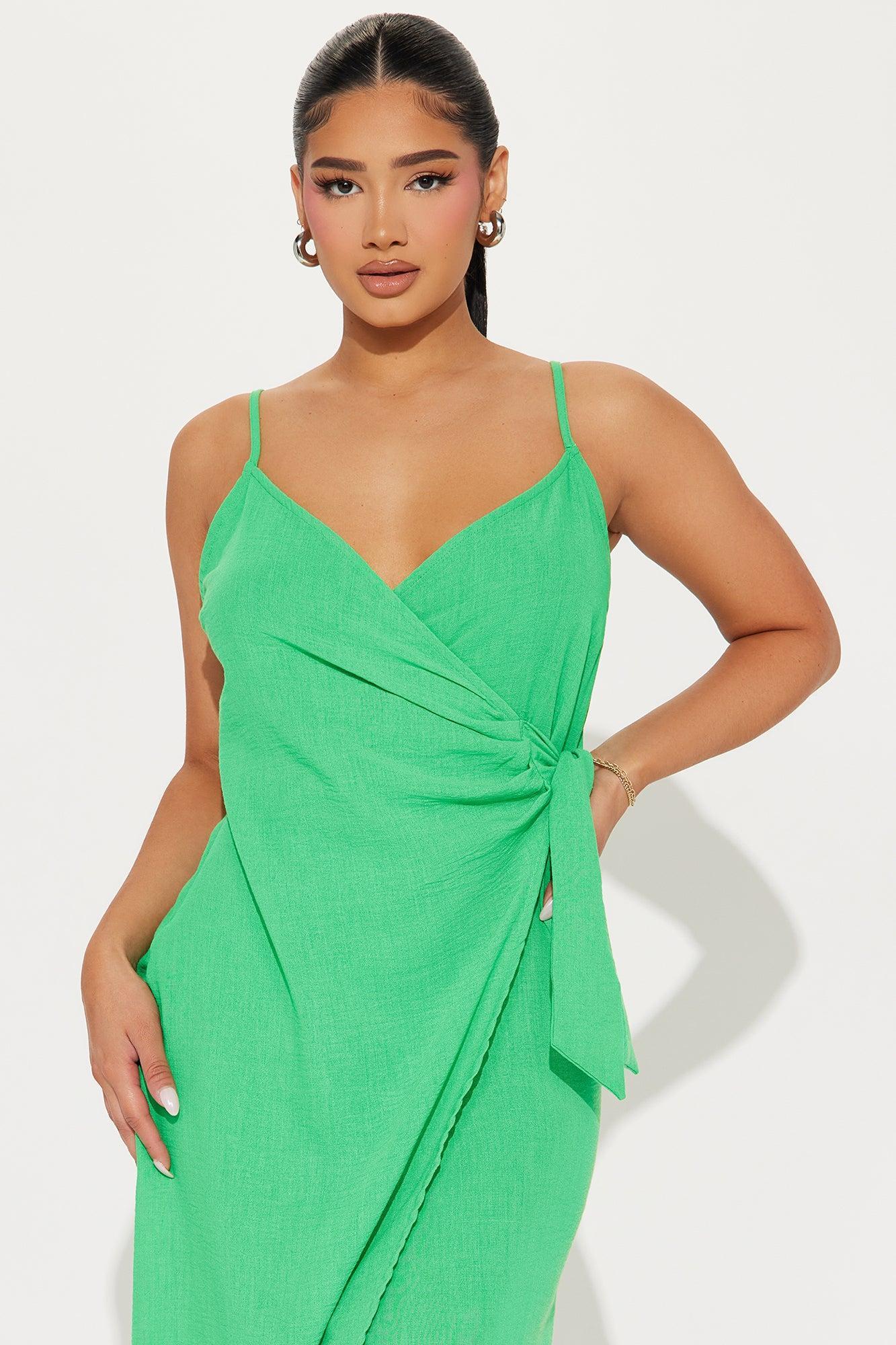 Liliana Linen Midi Dress - Green Product Image