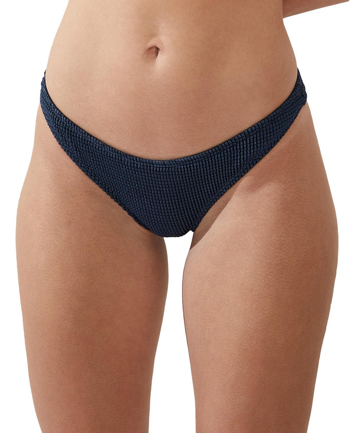 Cotton On Womens Textured Full-Coverage Bikini Bottoms - Tidal Navy Product Image