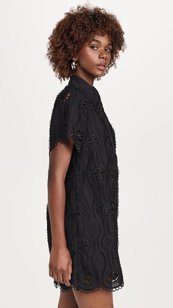 English Factory Scallop Embroidered Cotton Mini Shirt Dress | Shopbop Product Image