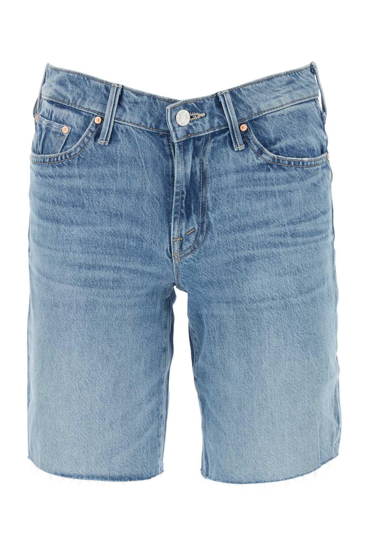 Denim Bermuda Shorts In Azzurro Product Image