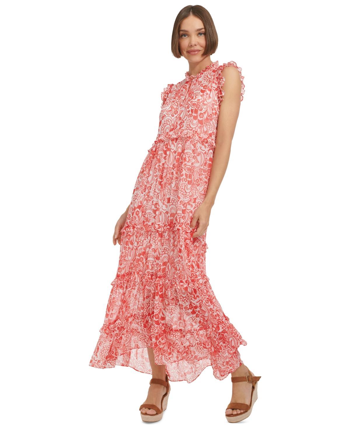 Women's Tiered Floral Chiffon Maxi Dress Product Image