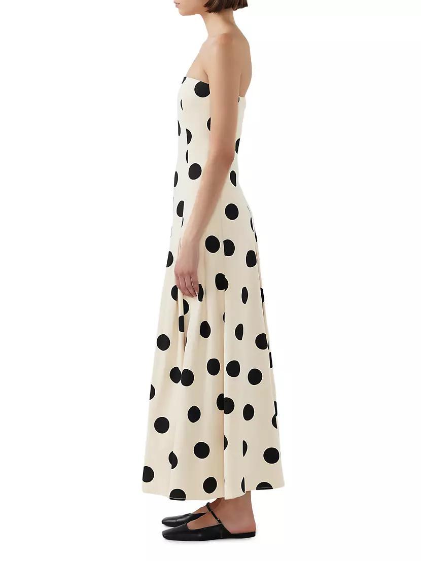 Marcello Polka Dot Cotton Twill Strapless Maxi Dress Product Image