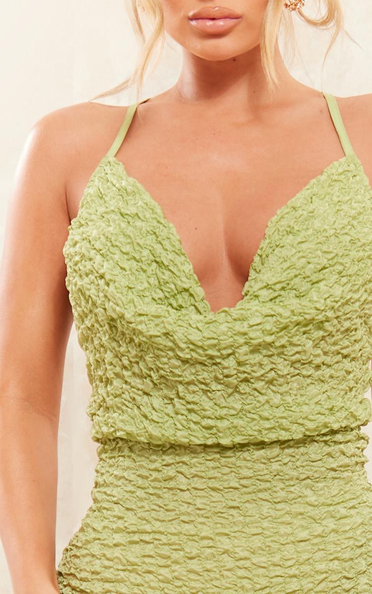 Sage Green Textured Cowl Cut Out Back Maxi Dress Product Image