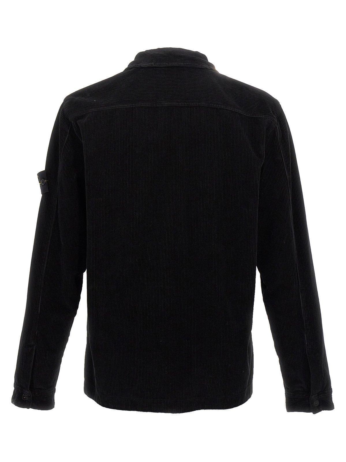 STONE ISLAND Velvet Overshirt Shirt, Blouse In Black Product Image