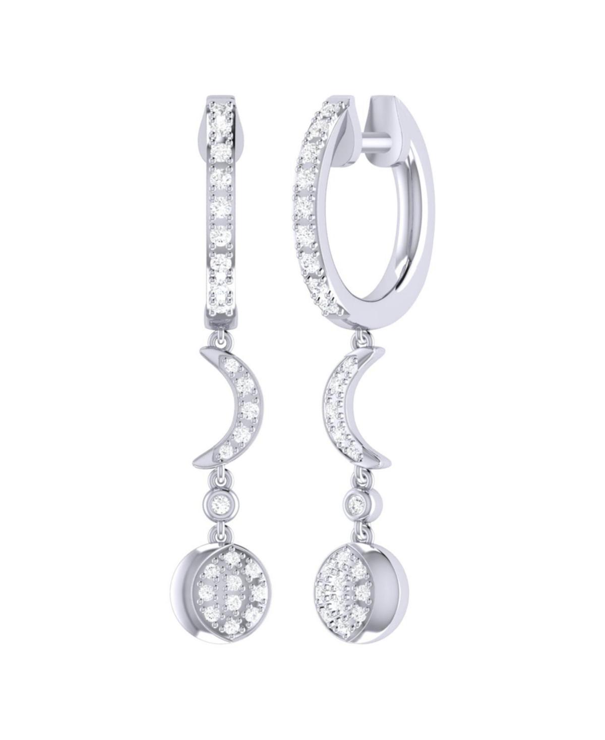 LuvMyJewelry Moonlit Phases Design Sterling Silver Diamond Hoop Women Earring Product Image