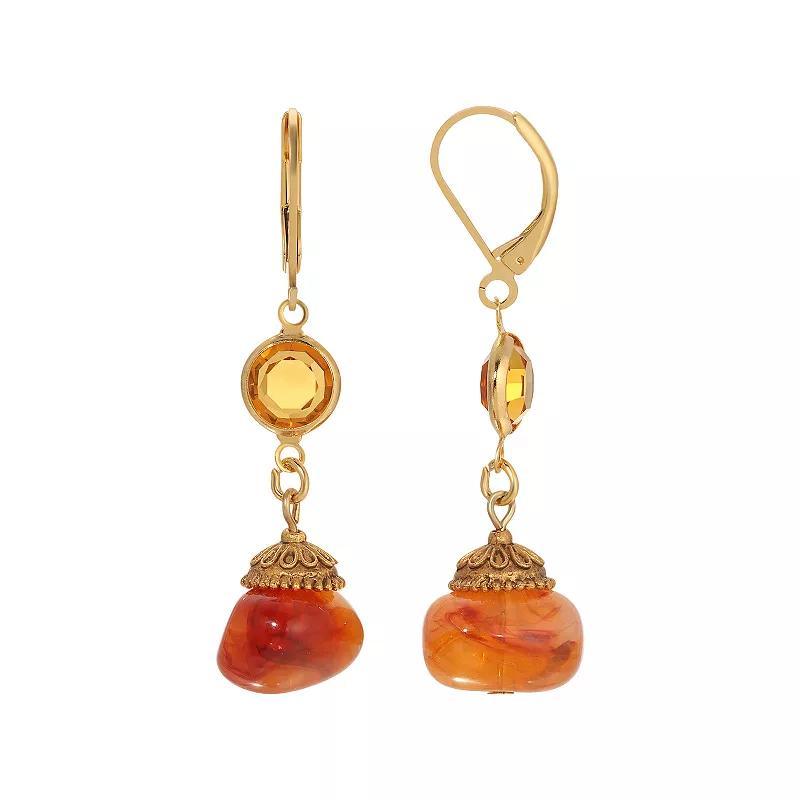 1928 Gold Tone Topaz Bead Earrings, Womens, Beige Product Image