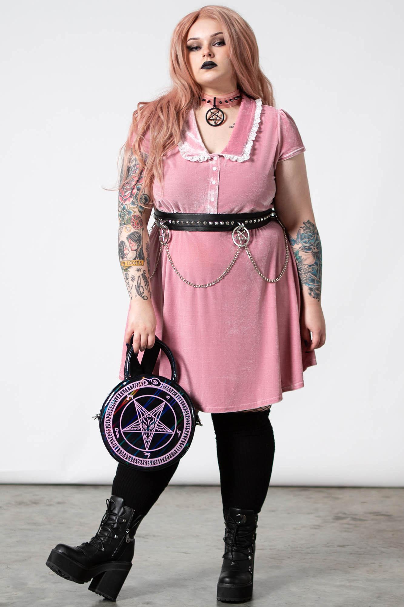 Every Mourning Collar Dress [PASTEL PINK] [PLUS] Female Product Image