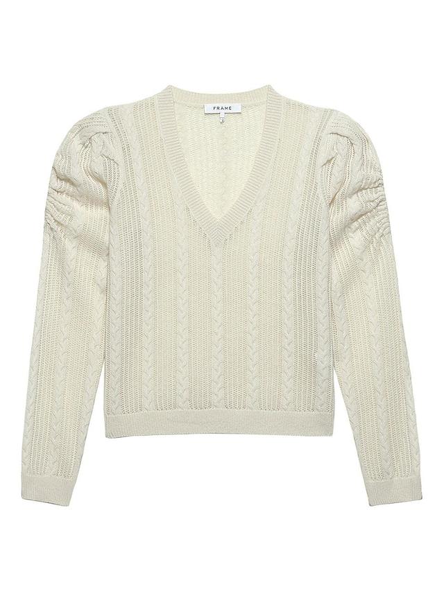 FRAME Open Stitch Recycled Cashmere & Wool V-Neck Sweater Product Image