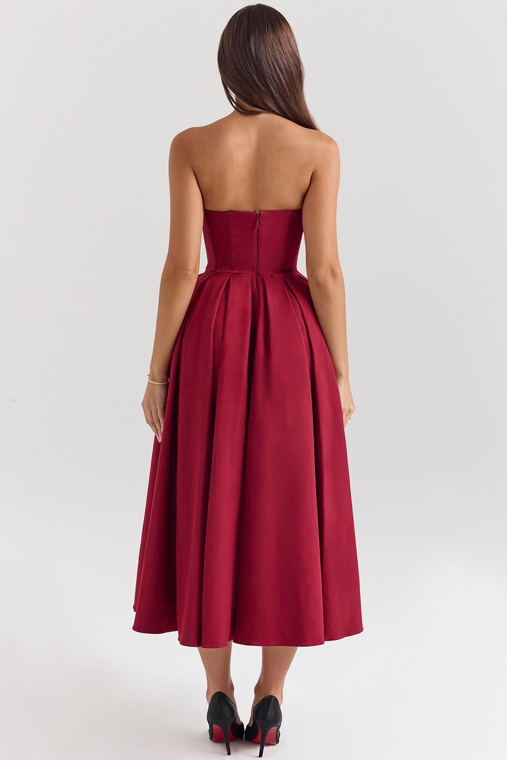 Pandora Berry Strapless Detachable Bow Midi Dress Product Image