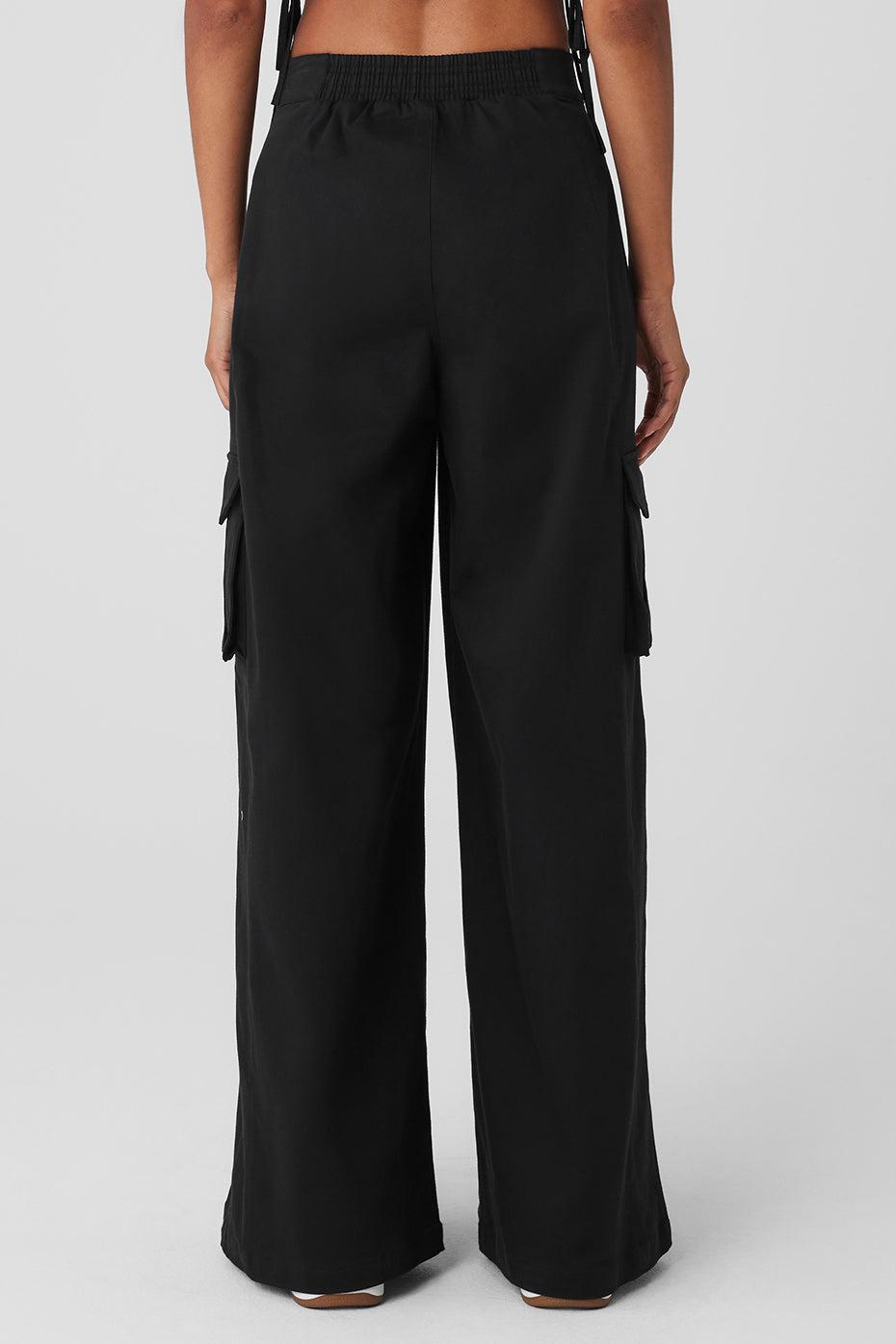 Show Off Cargo Wide Leg Trouser (Long) - Black Female Product Image