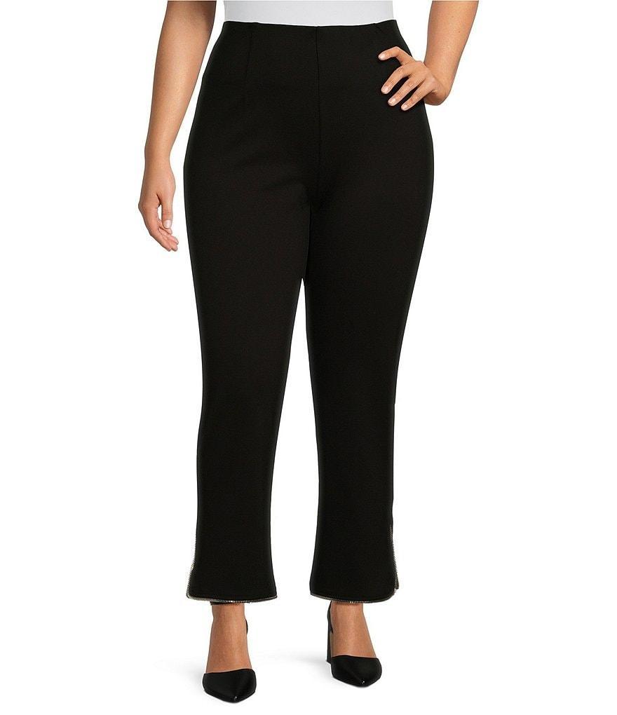 Slim Factor by Investments Plus Size Ponte Knit Slim Leg Ankle Zipper Teeth Pants Product Image