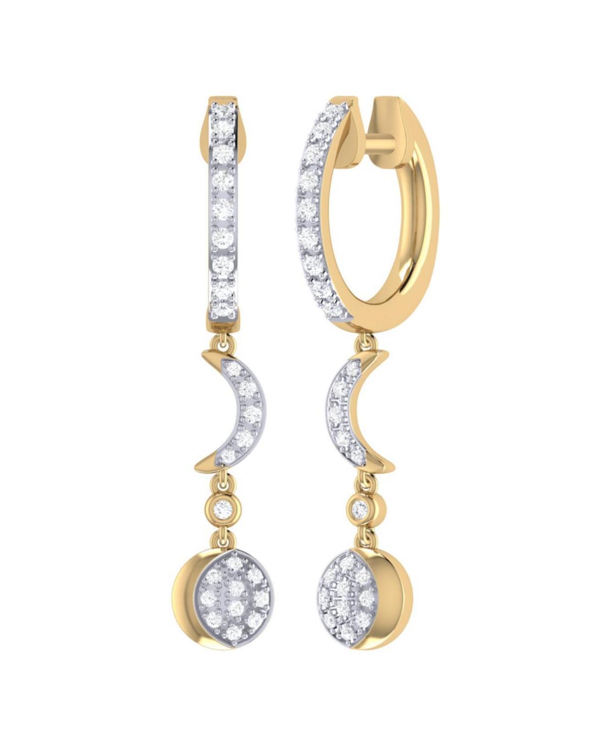 LuvMyJewelry Moonlit Phases Design Sterling Silver Diamond Hoop Women Earring Product Image