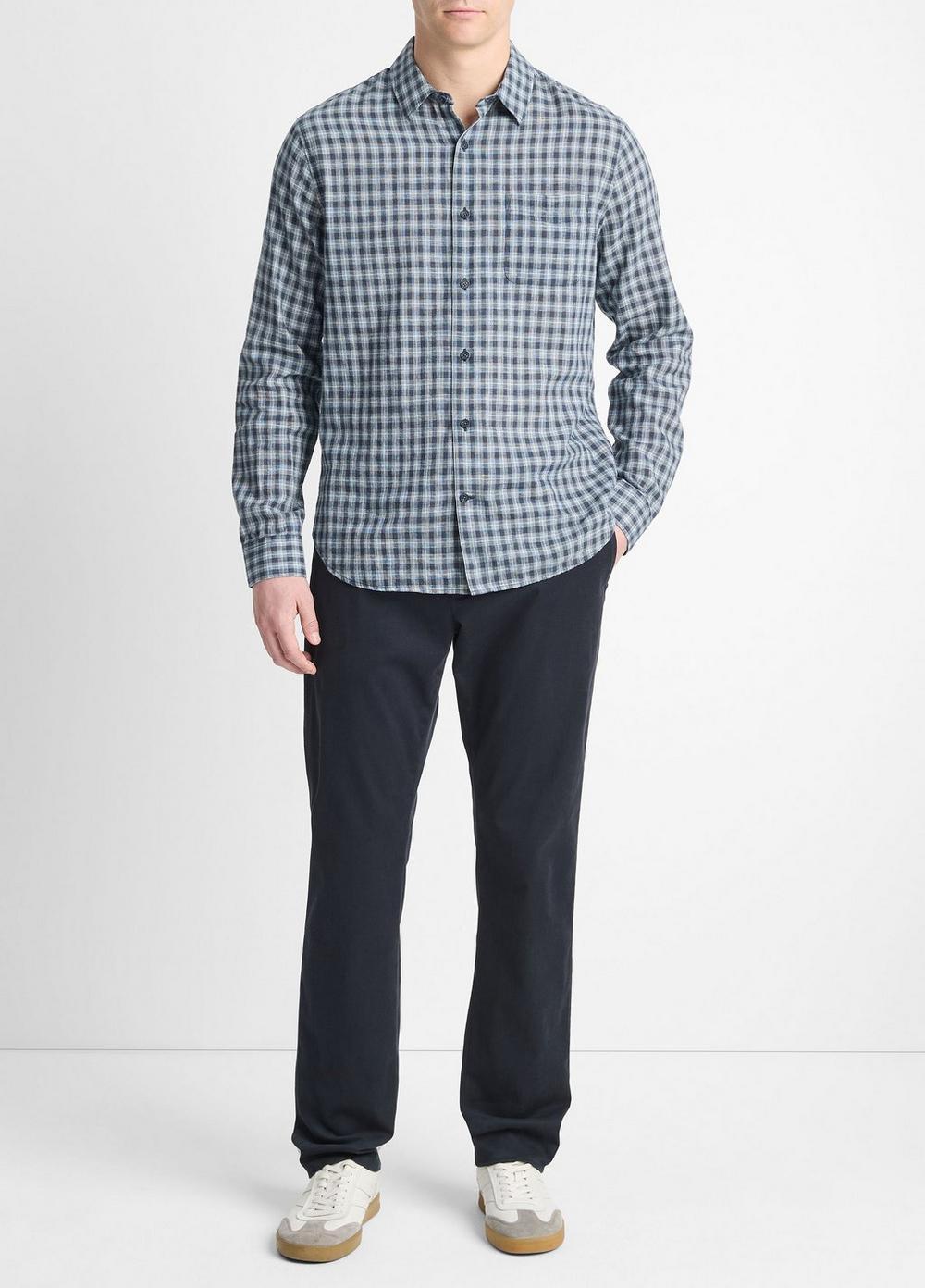 Summit Plaid Linen-Cotton Long-Sleeve Shirt Product Image