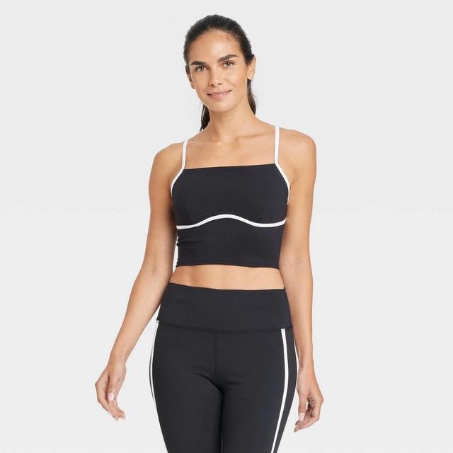 Womens Piped Cropped Support Tank Top - JoyLab Black L Product Image