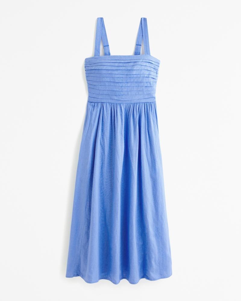 The A&F Emerson Linen-Blend Wide Strap Midi Dress Product Image