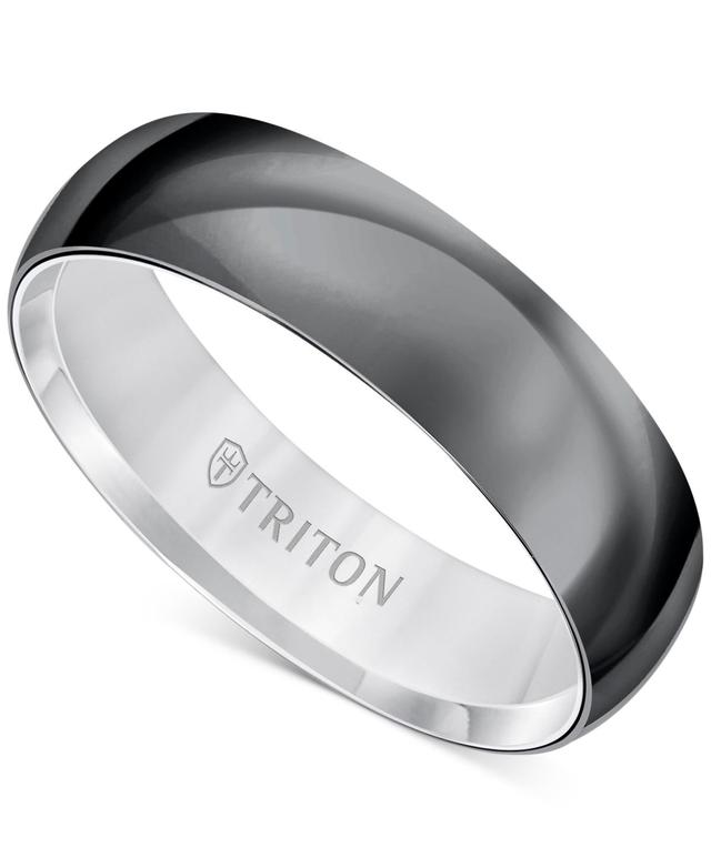 Triton Mens Titan Wedding Band White Titanium - Black Product Image