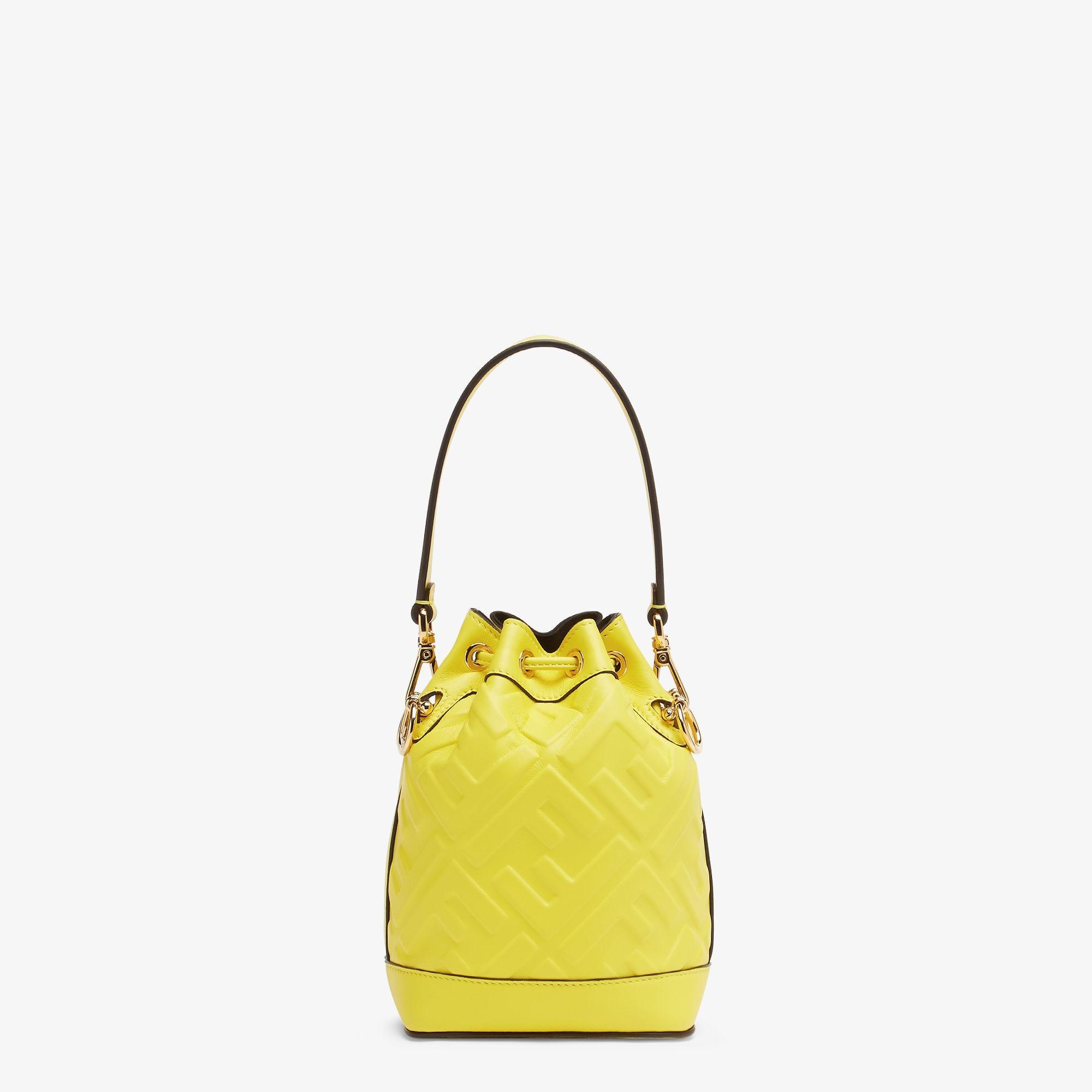 Mon TresorAcid yellow leather mini bag with FF motif Product Image