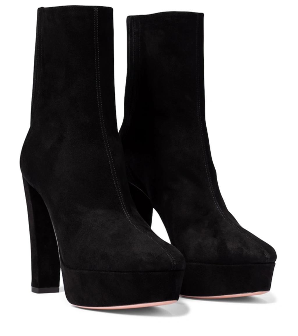 Saint Honore 120 Suede Platform Ankle Boots In Black product image