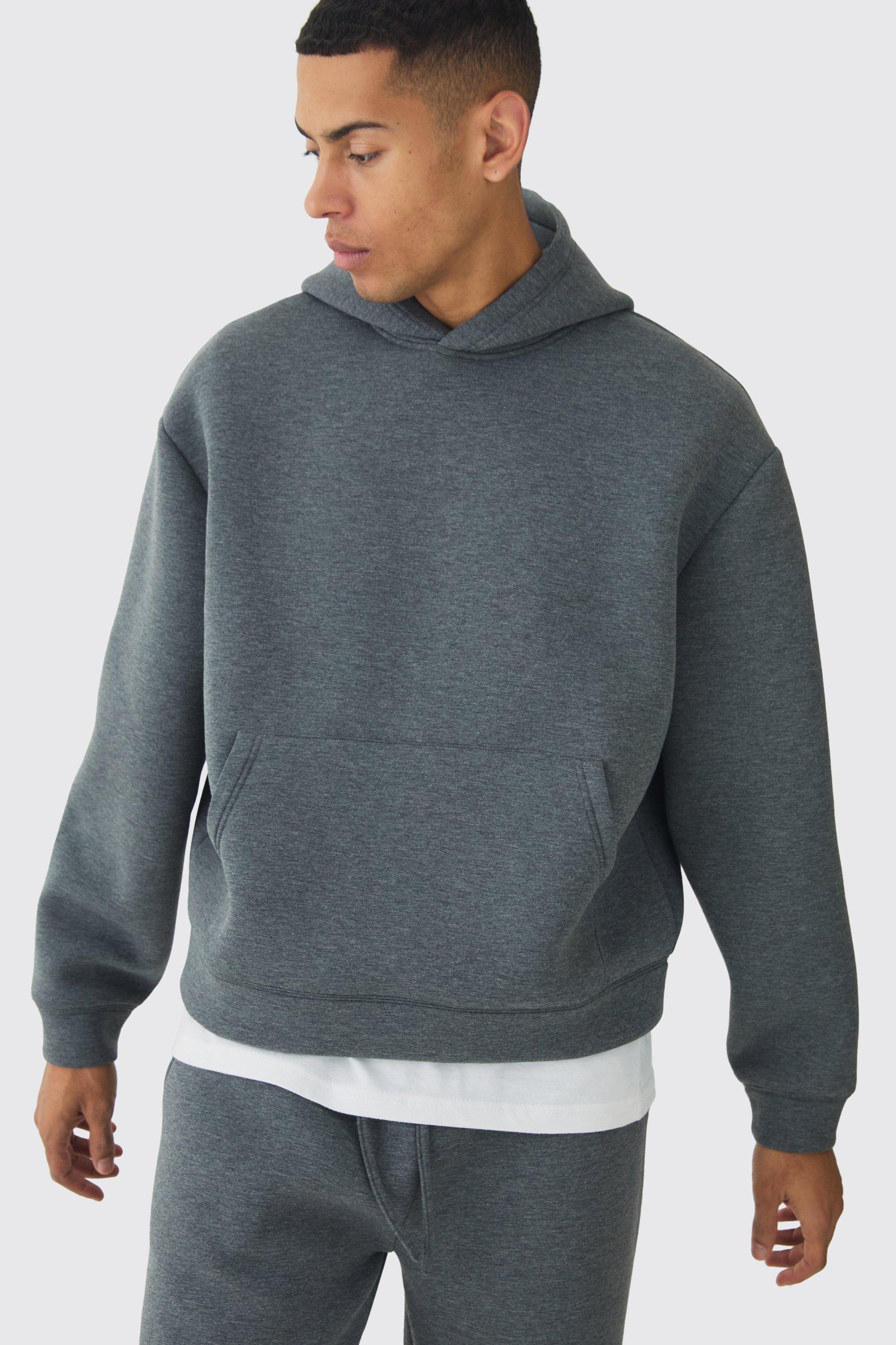 Oversized Boxy Marl Scuba Hoodie | boohooMAN USA Product Image