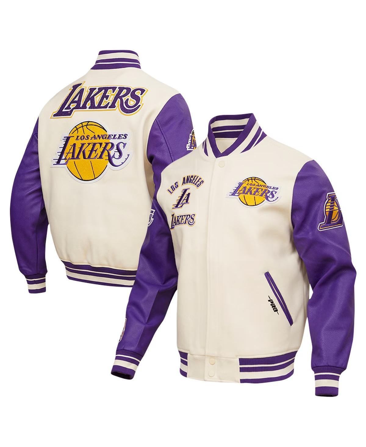 Pro Standard Mens Cream Los Angeles Lakers Retro Classic Varsity Full-Zip Jacket Product Image