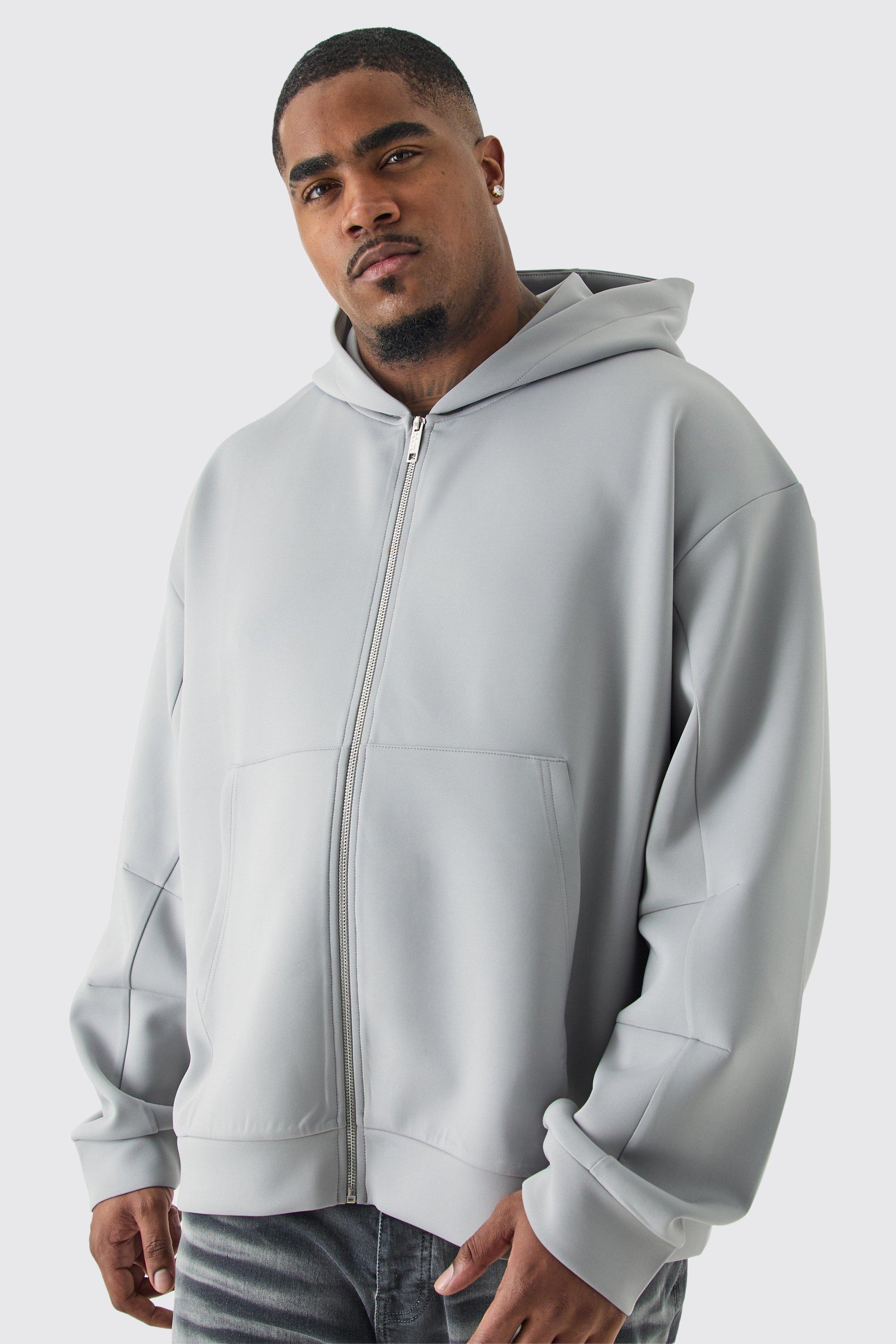 Plus Oversized Boxy Zip Through Scuba Hoodie | boohooMAN USA Product Image