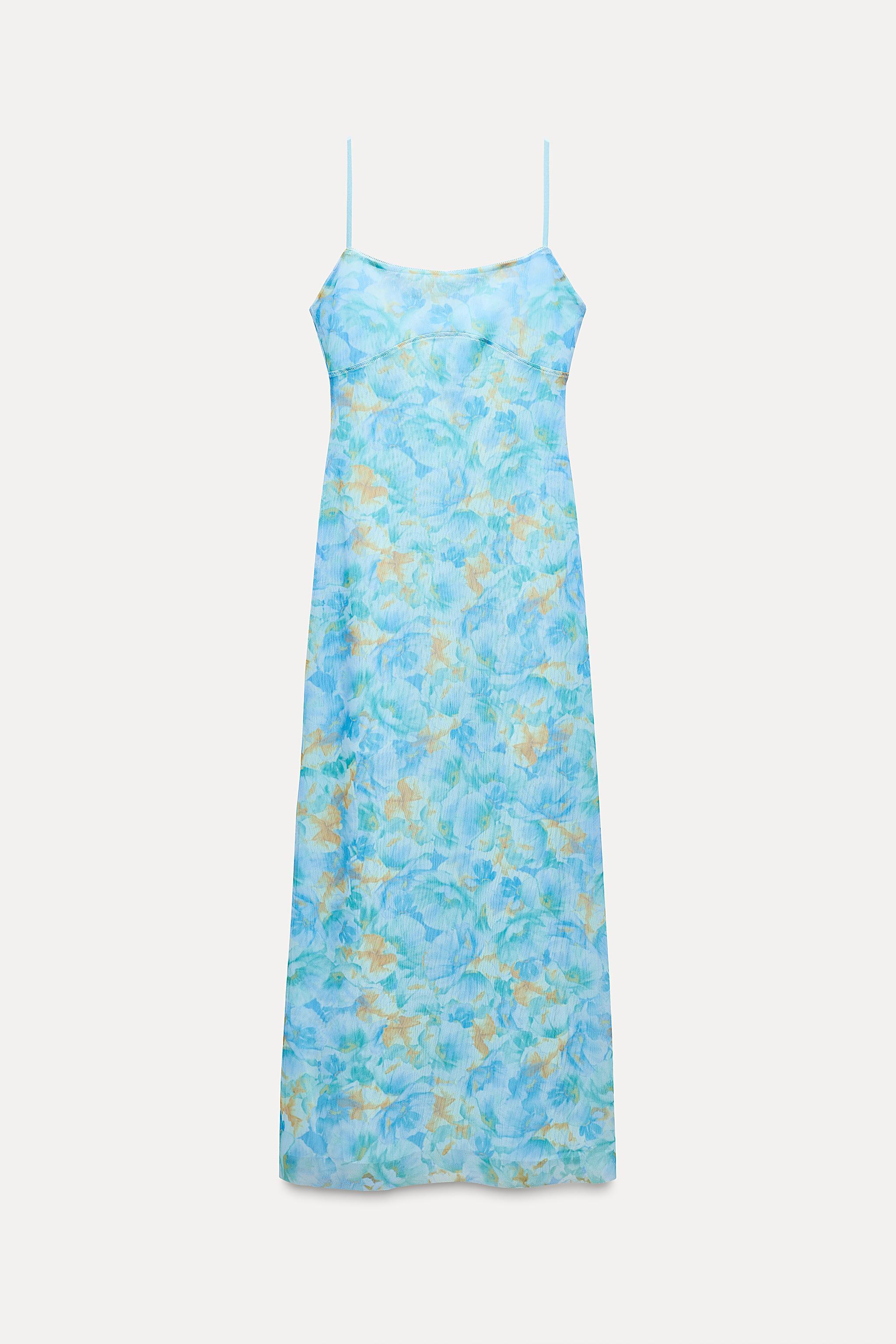 PRINTED TULLE MIDI DRESS Product Image