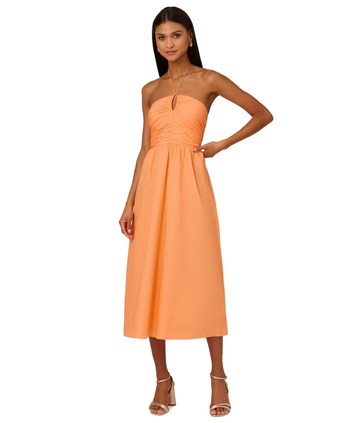 Adrianna by Adrianna Papell Womens Ruched-Bodice Halter Dress Product Image