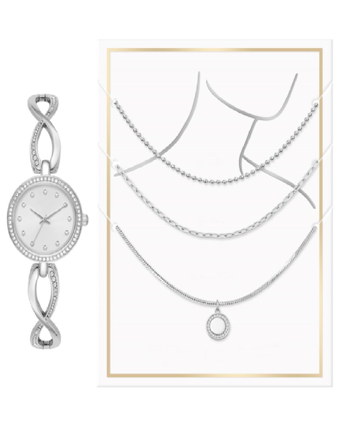 Jessica Carlyle Womens Quartz Silver-Tone Alloy Watch 30mm Gift Set - Shiny Silver Product Image