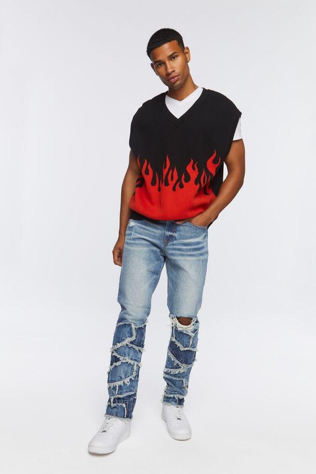 Frayed Patchwork Slim-Fit Jeans | Forever 21 Product Image