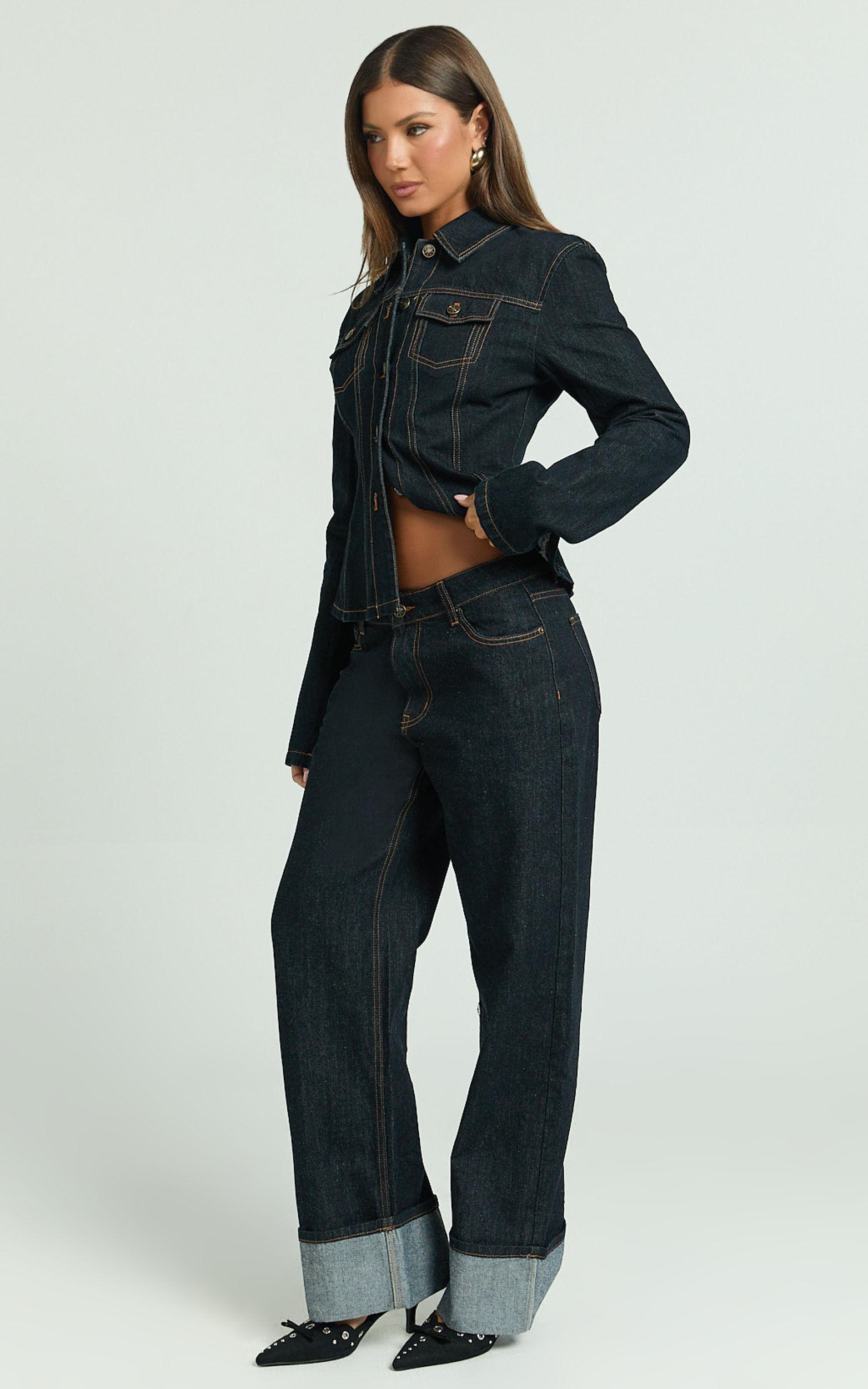 Lioness - Top Model Cuffed Jeans in Dark Denim Product Image