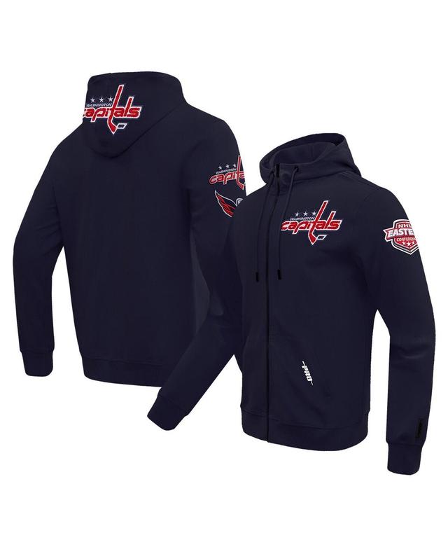 Mens Pro Standard Navy Washington Capitals Classic Chenille Full-Zip Hoodie Jacket Product Image