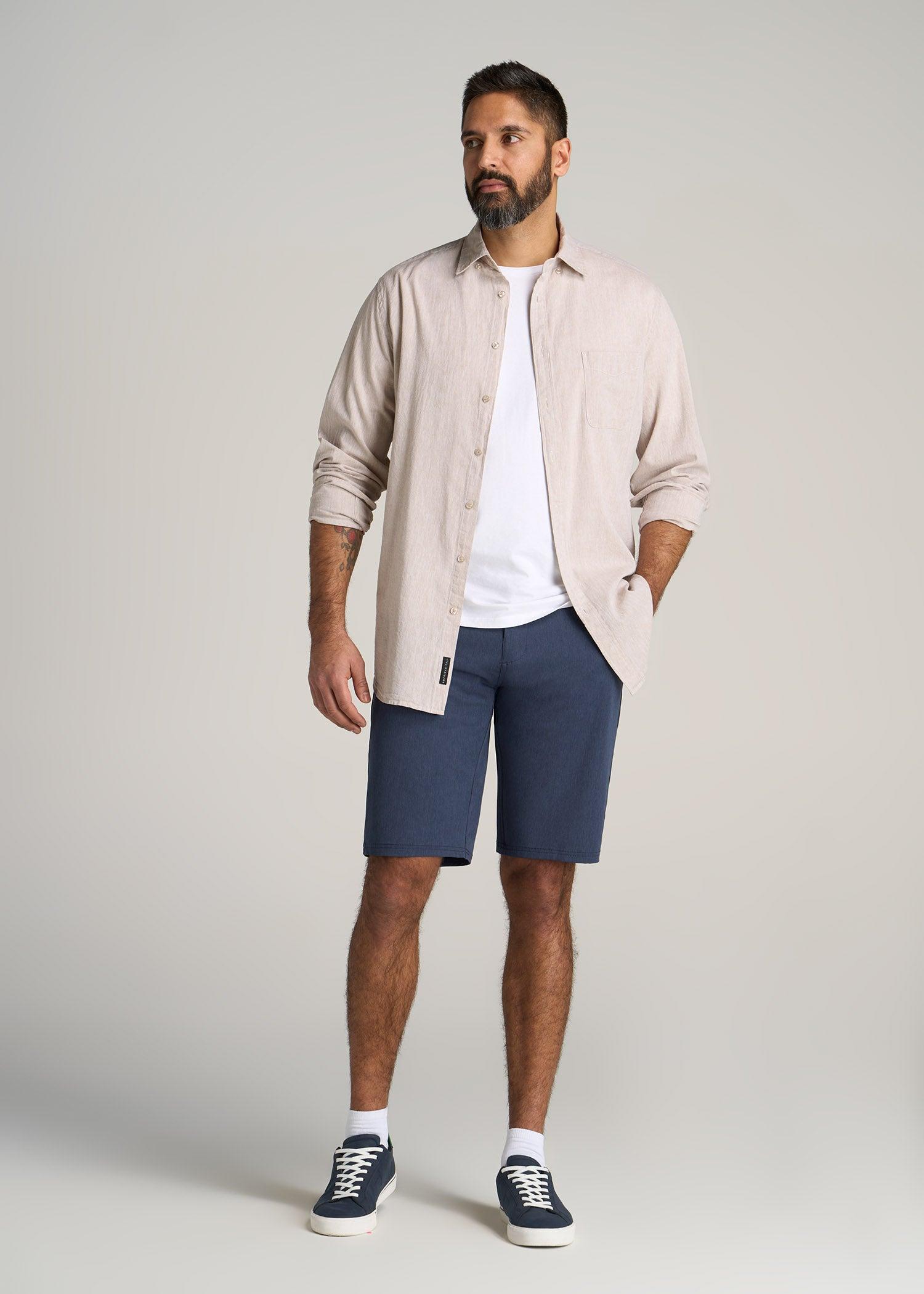 Hybrid Shorts for Tall Men in Marine Navy Mix Male Product Image