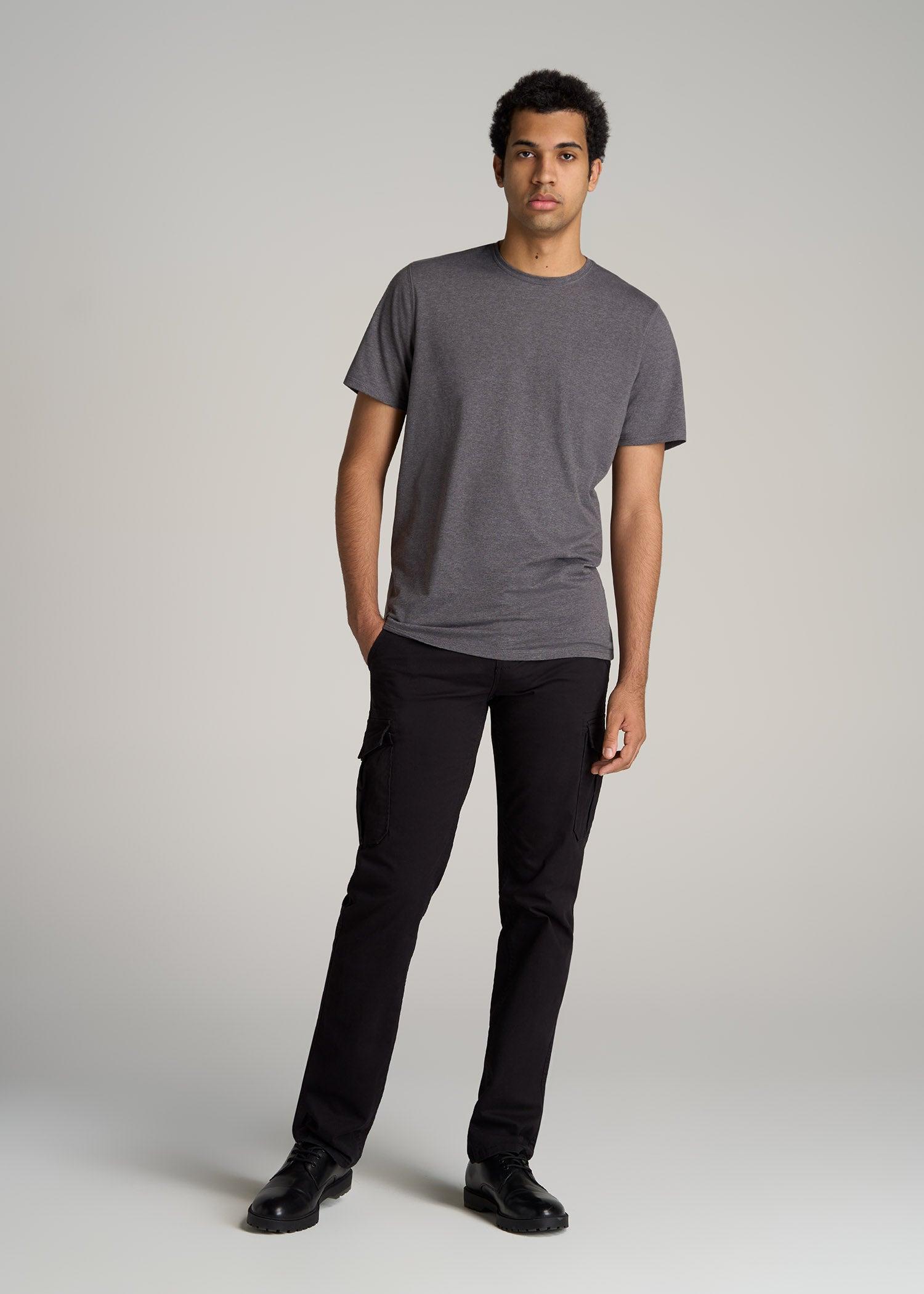 The Essential REGULAR-FIT Crew-Neck Men's Tall Tees in Charcoal Mix Male Product Image